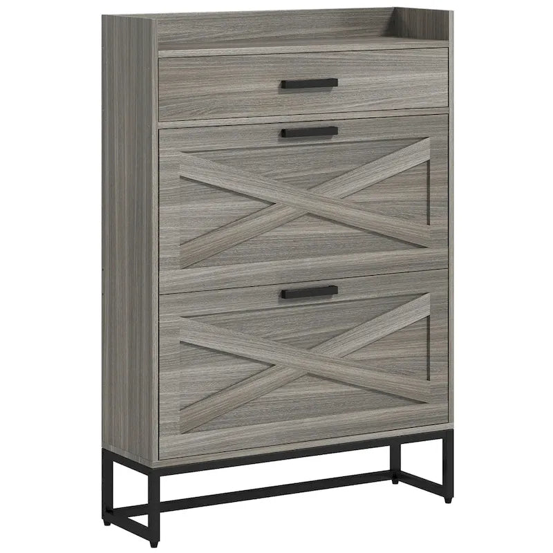 Banco de entrada estilo informal con perchero, estantes con puertas de ratán y zapateros, patas de MADERA MACIZA