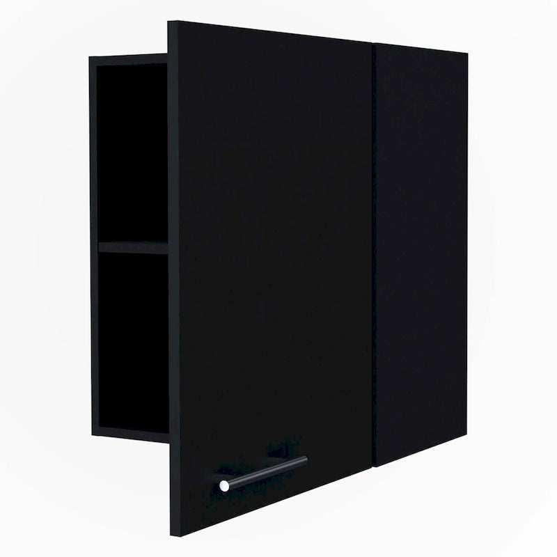 Armario de pared alto negro con 1 puerta