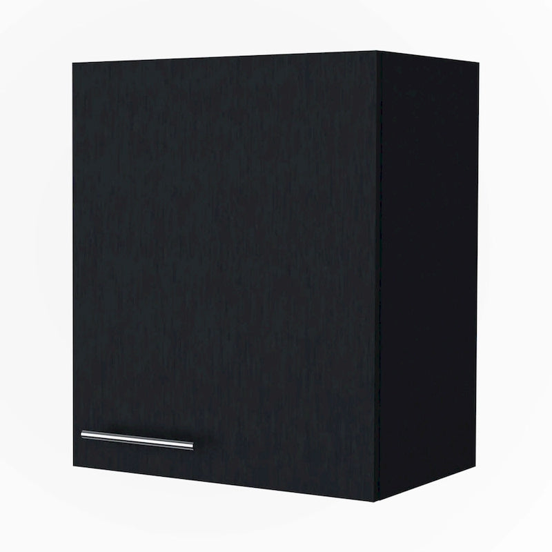 Armario de pared alto negro con 1 puerta
