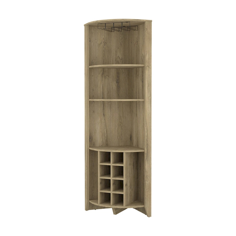 Armario esquinero para bar de madera marrón claro de 71"