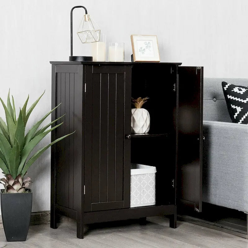 Armario de almacenamiento de suelo para baño con puertas dobles, alacena de cocina