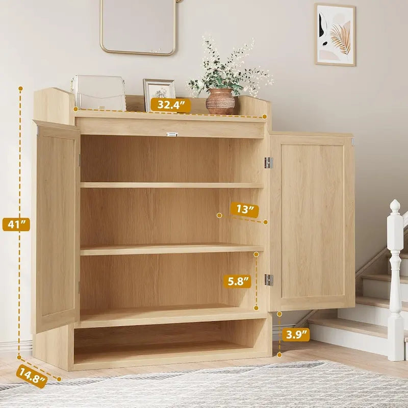 Meuble range-chaussures en rotin à 2 portes