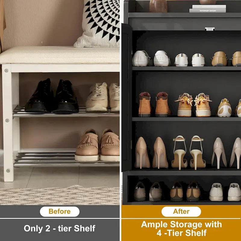 Meuble range-chaussures en rotin à 2 portes