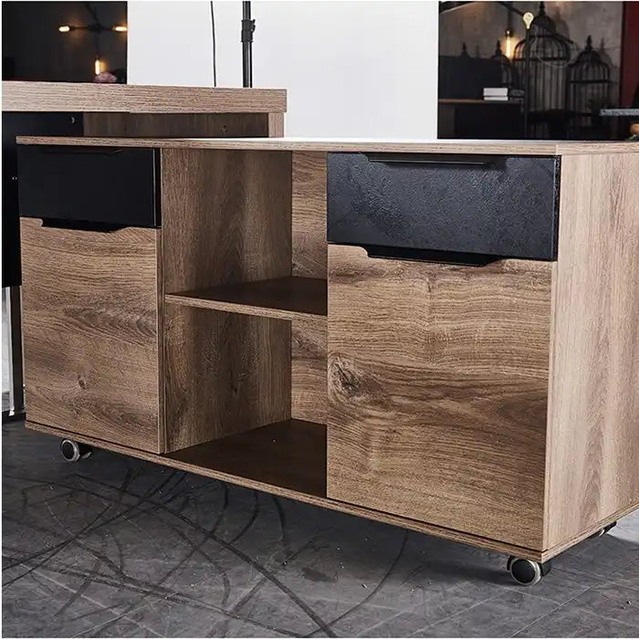 Archivador lateral móvil grande de 47" con ruedas y soporte para impresora