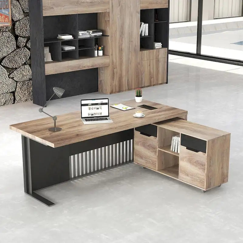 Großer mobiler seitlicher Aktenschrank, 47", mit Rollen und Druckerständer