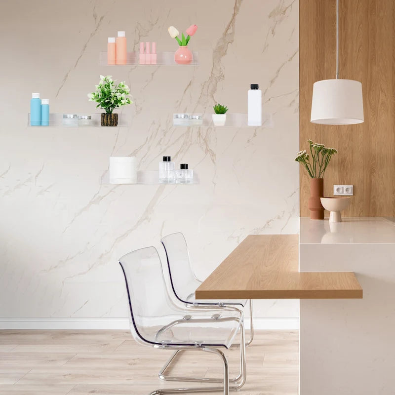 Estantes flotantes de acrílico para pared, estantes transparentes de acrílico para exhibición en paredes de baño, dormitorio, sala y cocina