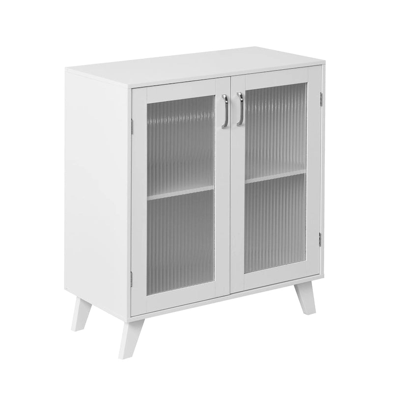 Modern Bathroom Cabinet Storage Organizer with Glass Doors and Adjustable Shelf
