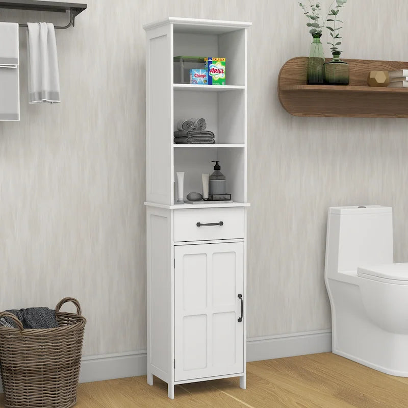 Stand-Schrank mit 1 Tür und 1 Schublade - Weiß