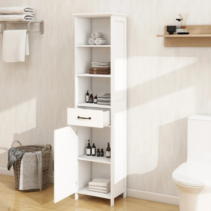 Stand-Schrank mit 1 Tür und 1 Schublade - Weiß