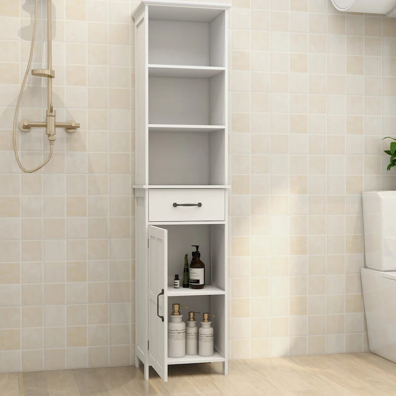 Stand-Schrank mit 1 Tür und 1 Schublade - Weiß