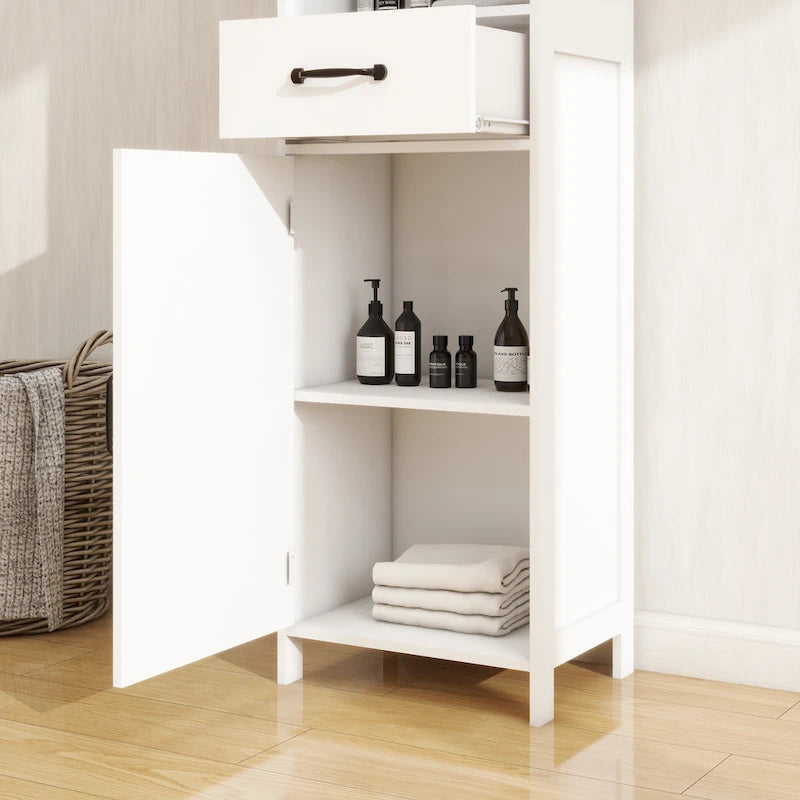 Stand-Schrank mit 1 Tür und 1 Schublade - Weiß