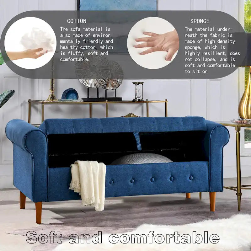 Banc de rangement capitonné à boutons pour chambre de 62