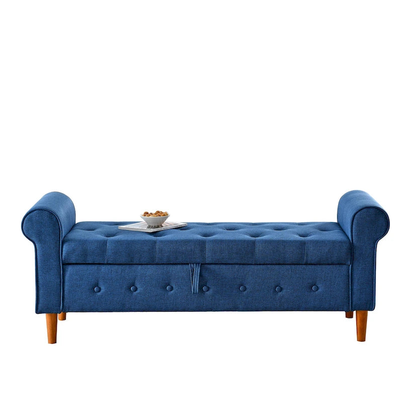 Banc de rangement capitonné à boutons pour chambre de 62