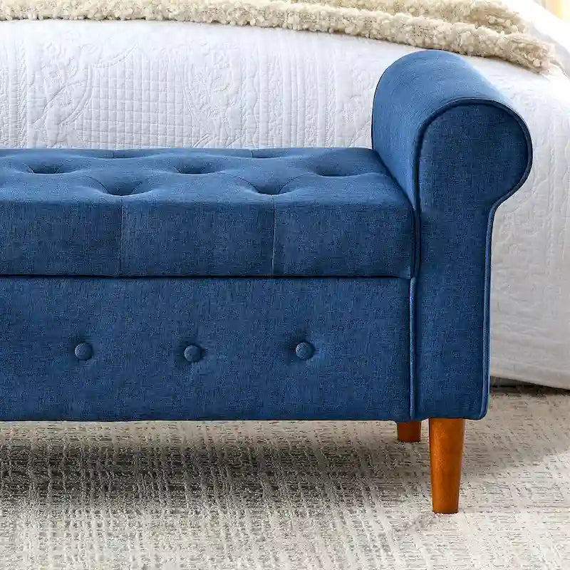 Banc de rangement capitonné à boutons pour chambre de 62