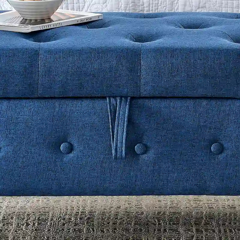 Banc de rangement capitonné à boutons pour chambre de 62