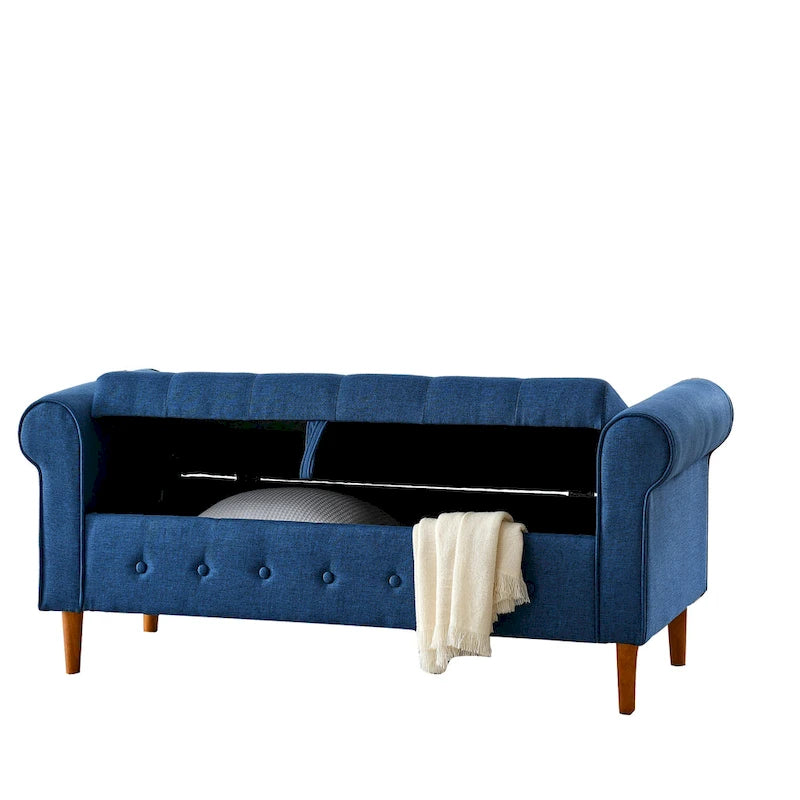 Banc de rangement capitonné à boutons pour chambre de 62