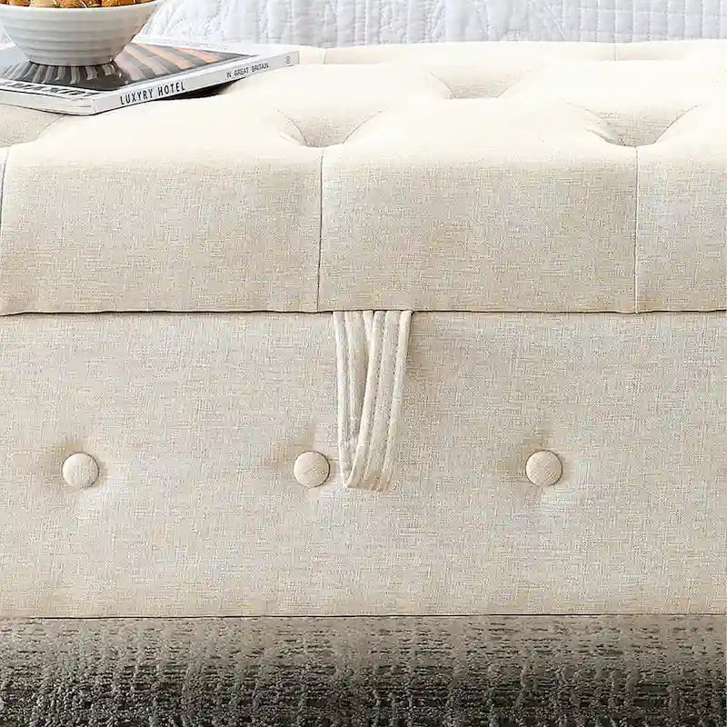 Banc de rangement capitonné à boutons pour chambre de 62