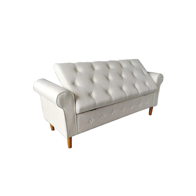Banc de rangement capitonné à boutons pour chambre de 62