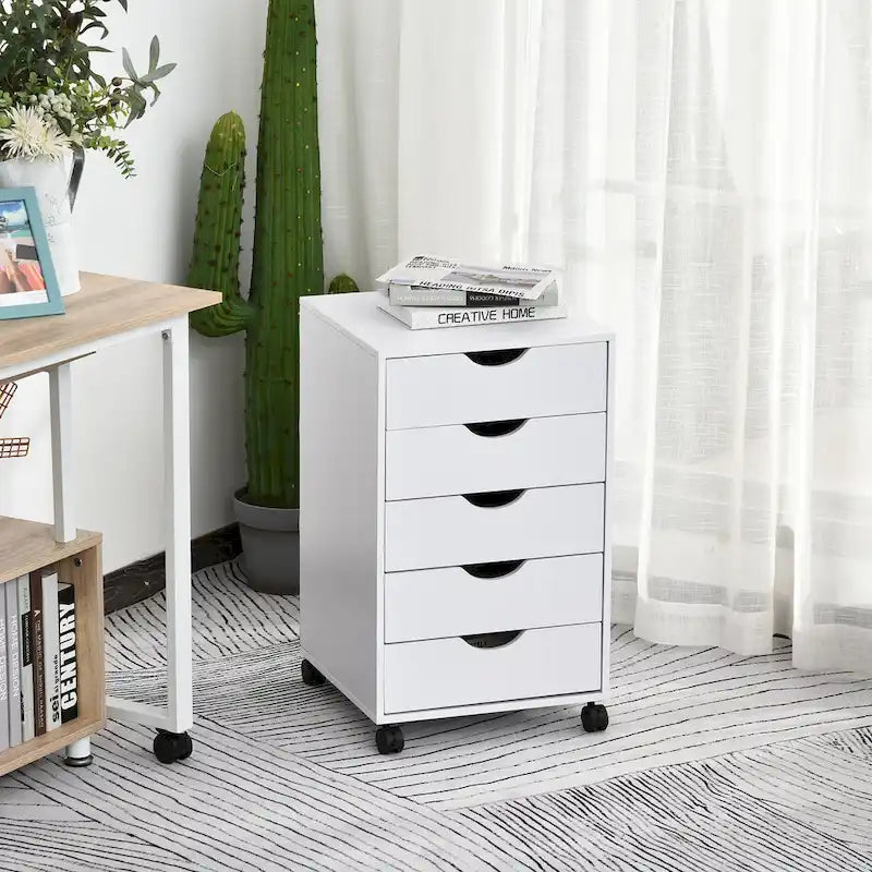 Organizador rodante de almacenamiento con 5 cajones, estilo nórdico minimalista y ruedas