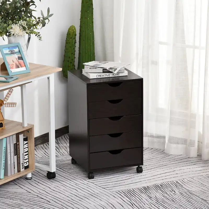 Rollbarer Aufbewahrungsorganizer mit 5 Schubladen im nordisch-minimalistischen Stil und Rollen