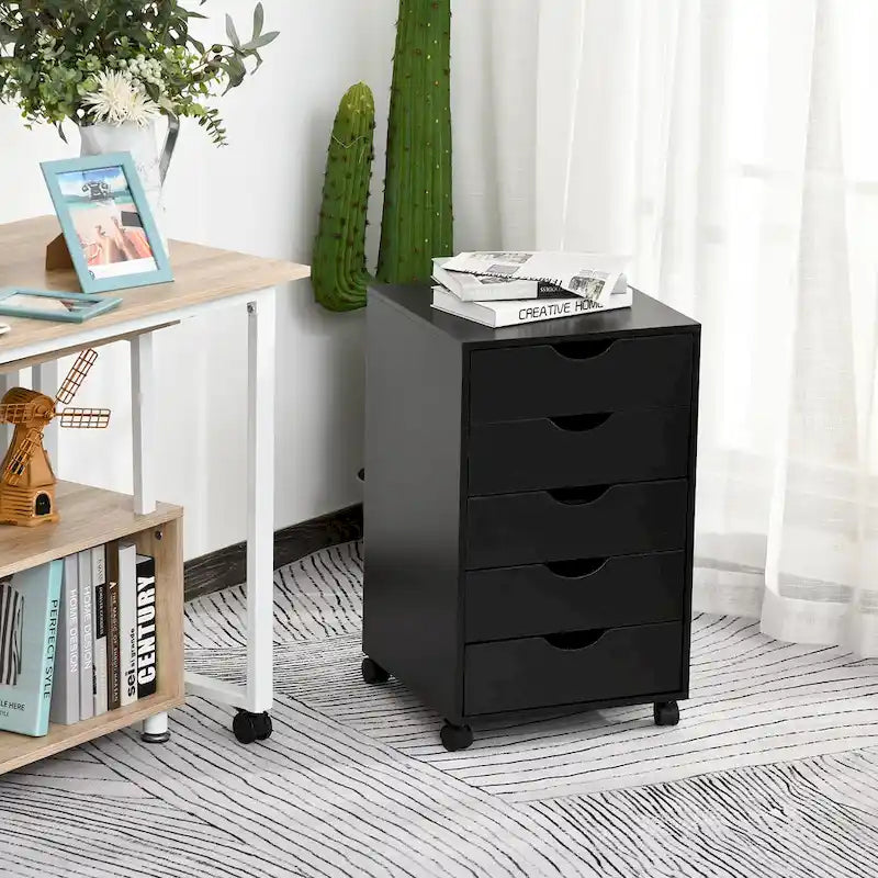 Rollbarer Aufbewahrungsorganizer mit 5 Schubladen im nordisch-minimalistischen Stil und Rollen