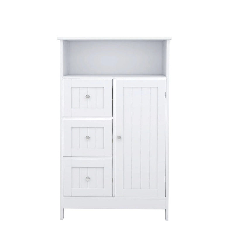 Organizador de madera con 1 estante y 3 cajones, armario de almacenamiento para baño