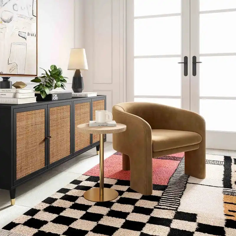 Sideboard aus Rohrgeflecht und Messing im Jungle-Chic-Stil