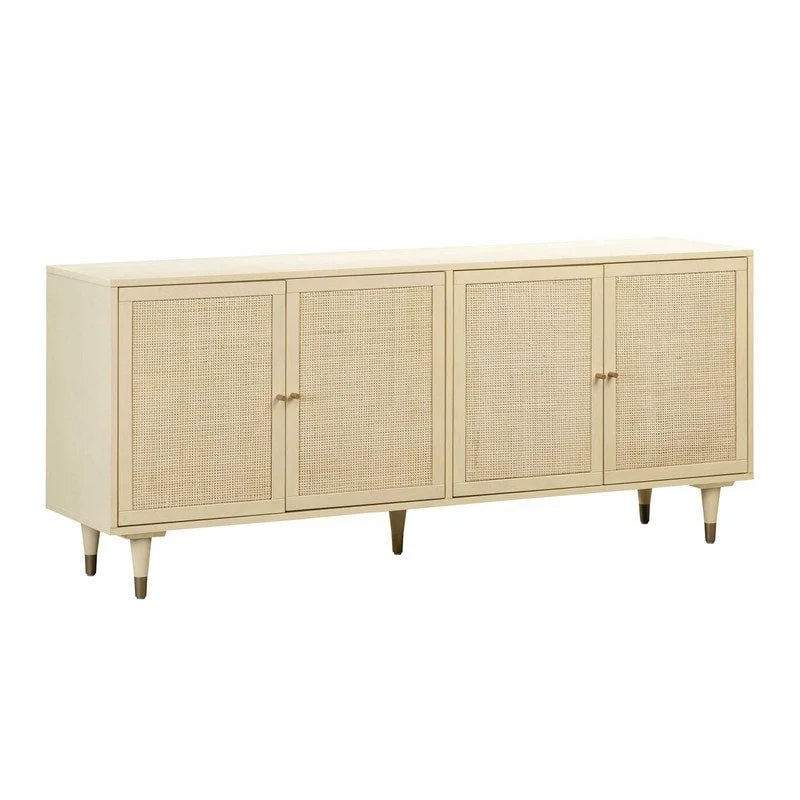 Sideboard aus Rohrgeflecht und Messing im Jungle-Chic-Stil