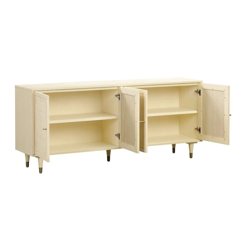 Sideboard aus Rohrgeflecht und Messing im Jungle-Chic-Stil