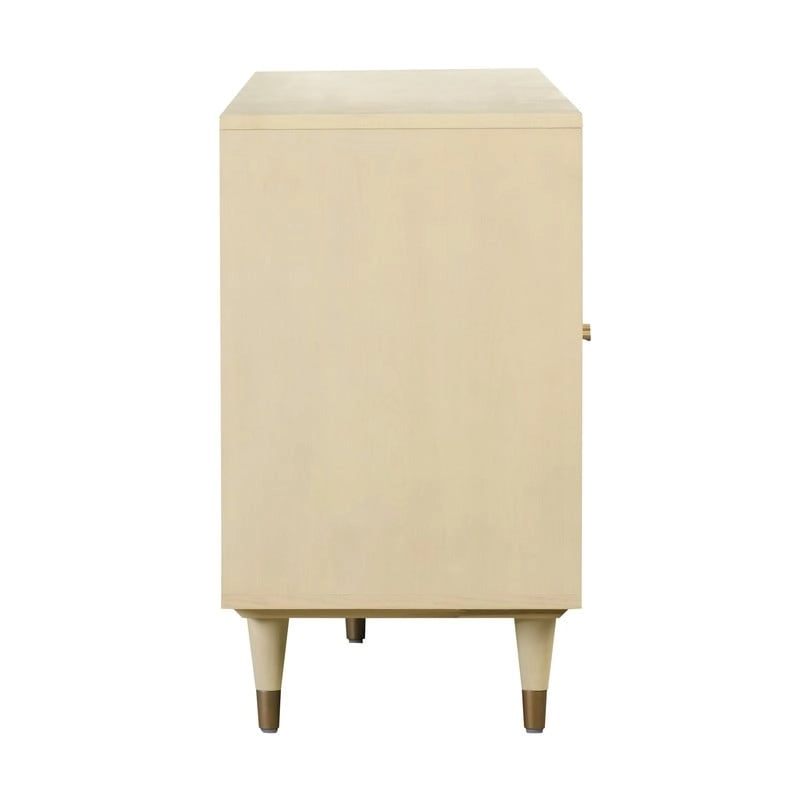 Sideboard aus Rohrgeflecht und Messing im Jungle-Chic-Stil