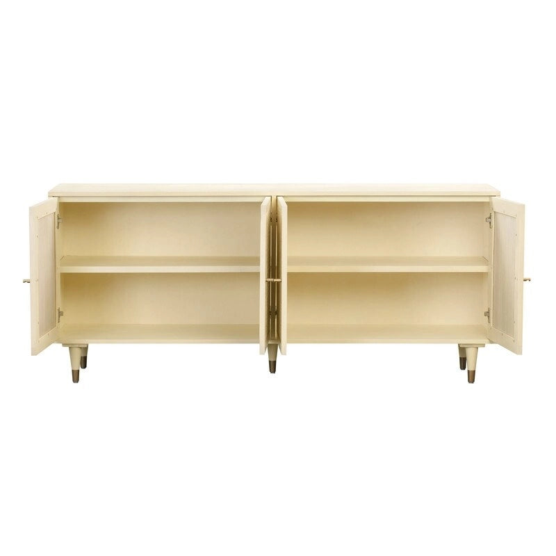 Sideboard aus Rohrgeflecht und Messing im Jungle-Chic-Stil
