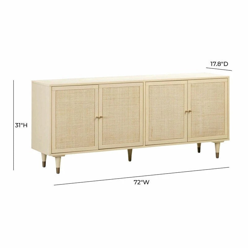 Sideboard aus Rohrgeflecht und Messing im Jungle-Chic-Stil