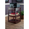 Walnut Printer Table with 1 Drawer and 2 Shelves