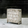 Meuble console couleur ivoire fumé avec portes en nid d’abeilles
