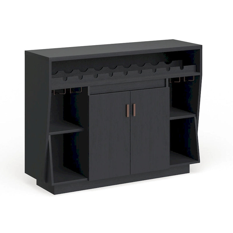 Aparador de comedor contemporáneo negro de 47 pulgadas con 4 estantes
