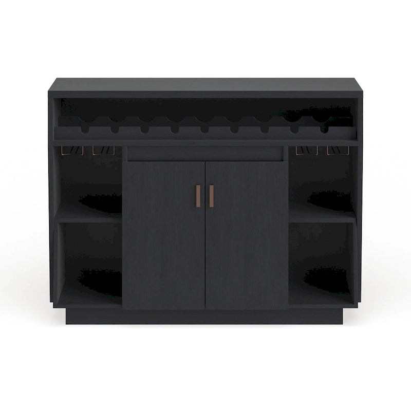 Buffet contemporain noir de 47 pouces avec 4 étagères