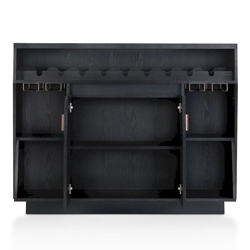 Buffet contemporain noir de 47 pouces avec 4 étagères