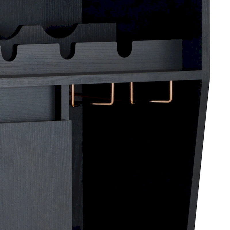 Buffet contemporain noir de 47 pouces avec 4 étagères