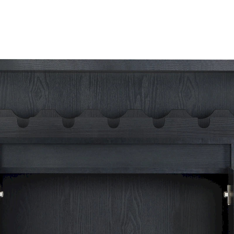Buffet contemporain noir de 47 pouces avec 4 étagères