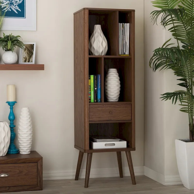 Baxton Studio Ellingham Mid-century Retro Modern 1-drawer Sideboard Storage Cabinet Bookcase Organizer