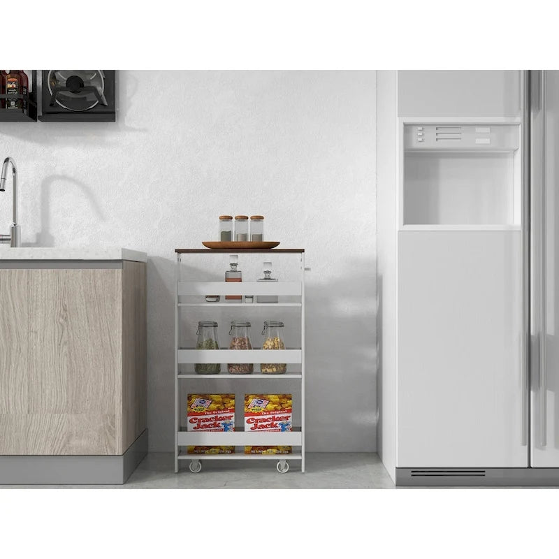 Carrito de almacenamiento estrecho con ruedas y estantes para cocina y baño