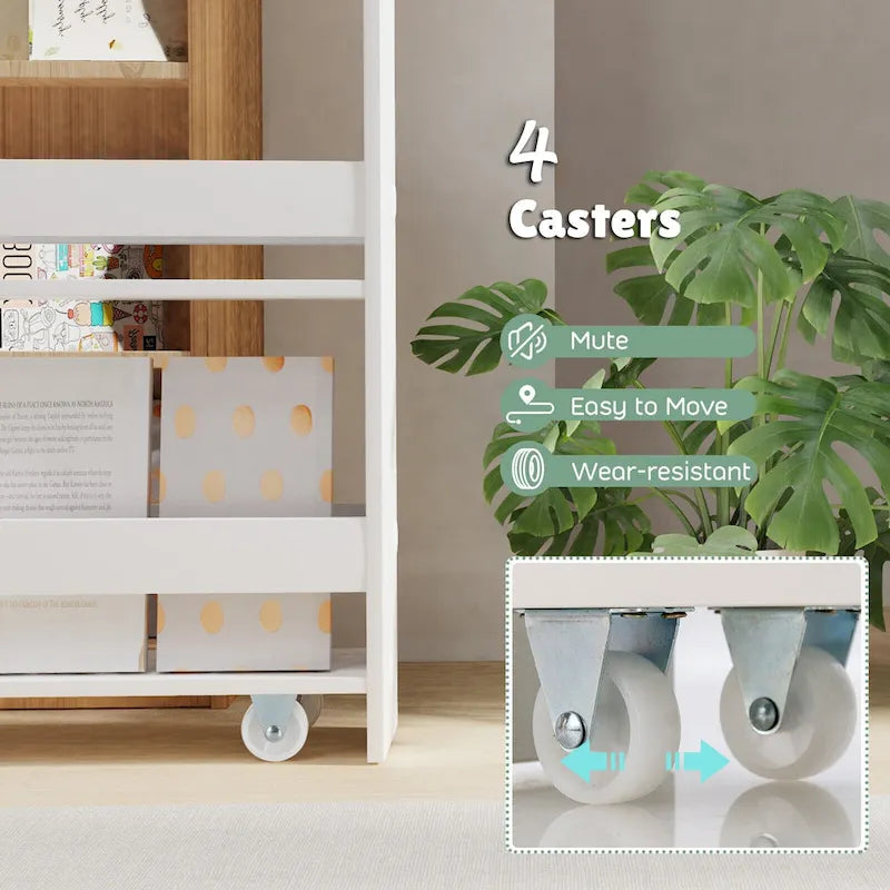Carrito de almacenamiento estrecho con ruedas y estantes para cocina y baño