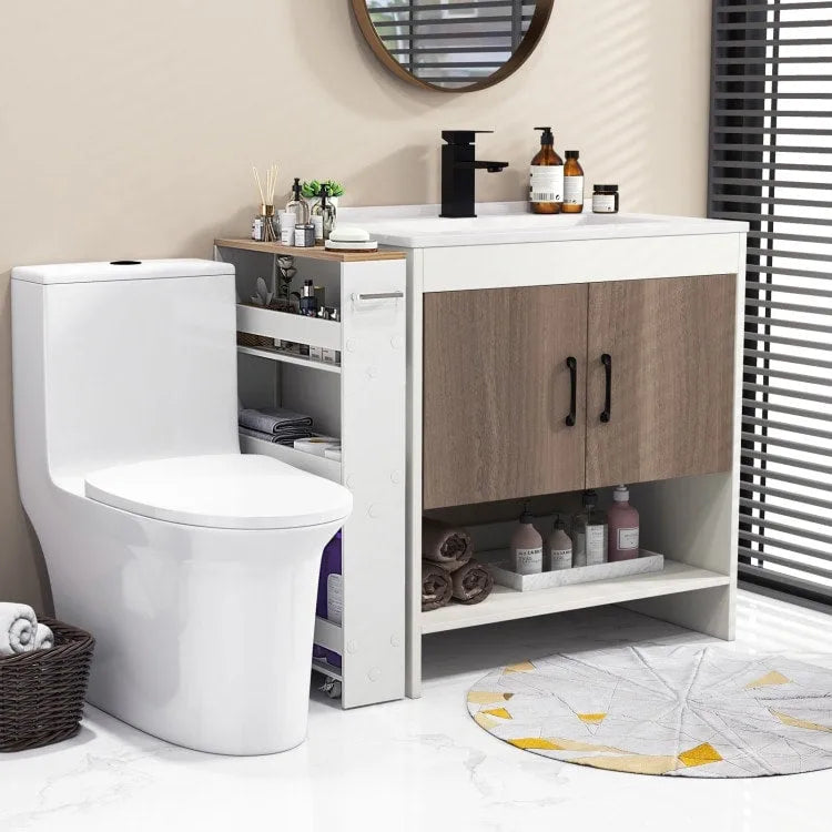 Carrito de almacenamiento estrecho con ruedas y estantes para cocina y baño