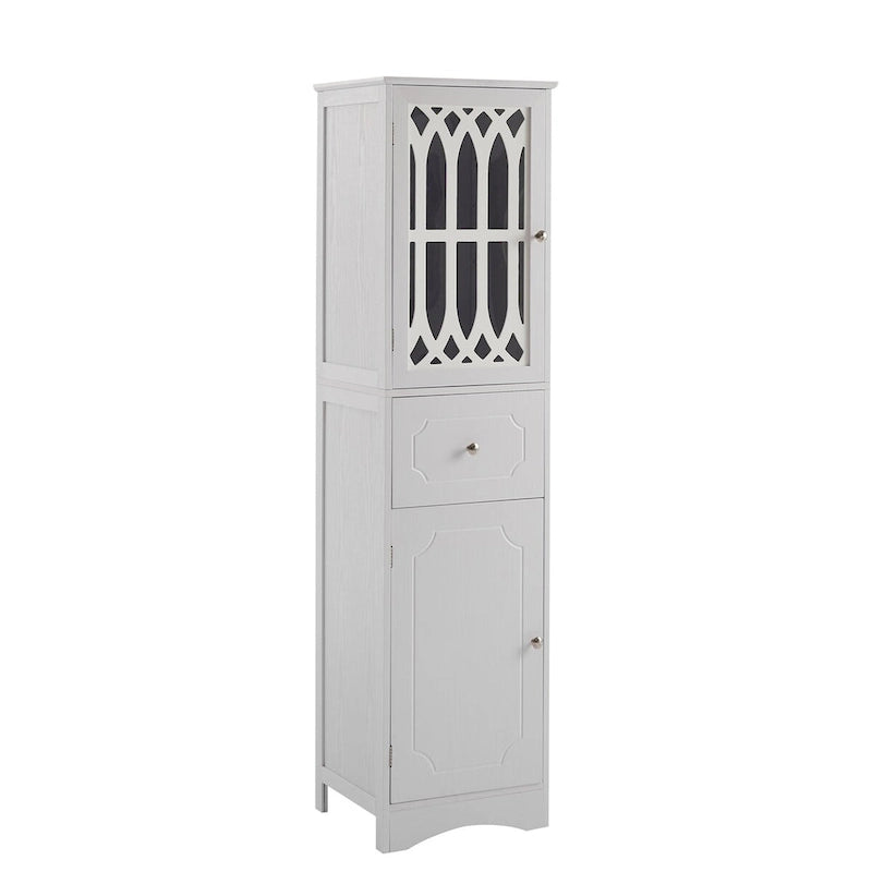 64 Hoher freistehender Badezimmerschrank mit Schublade und verstellbarem Einlegeboden