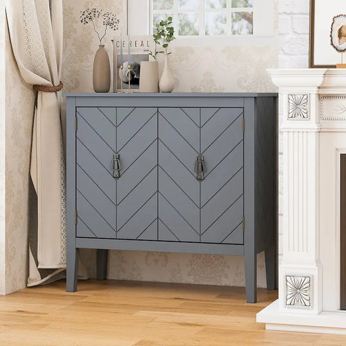 Armarios de madera con 2 puertas, armario de madera gris de estilo vintage