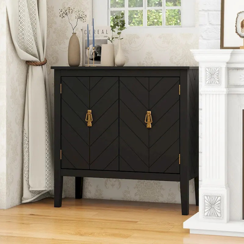 Holzschrank mit 2 Türen, grauer Holzschrank im Vintage-Stil
