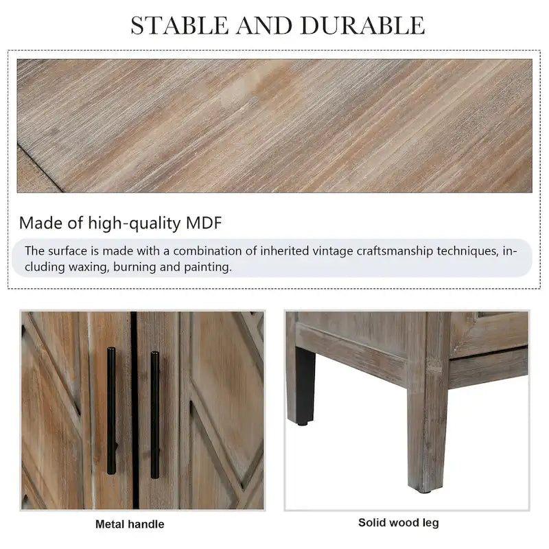 Houten dressoir met 4 deuren en twillpatroon