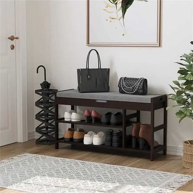 Shoe Bench Rack with Storage - 11.4D x 36W x 19.7H