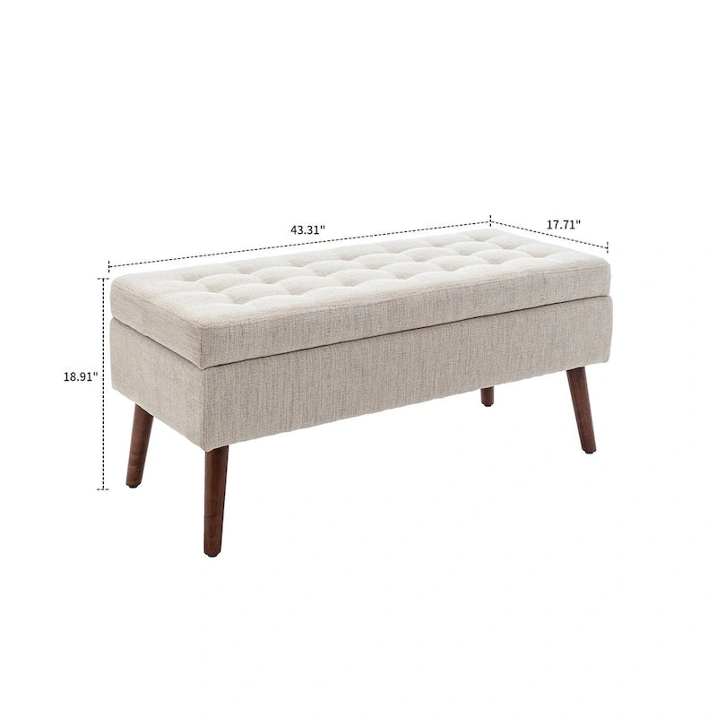Modern Stylish Upholstered Storage Bench with Flip Top