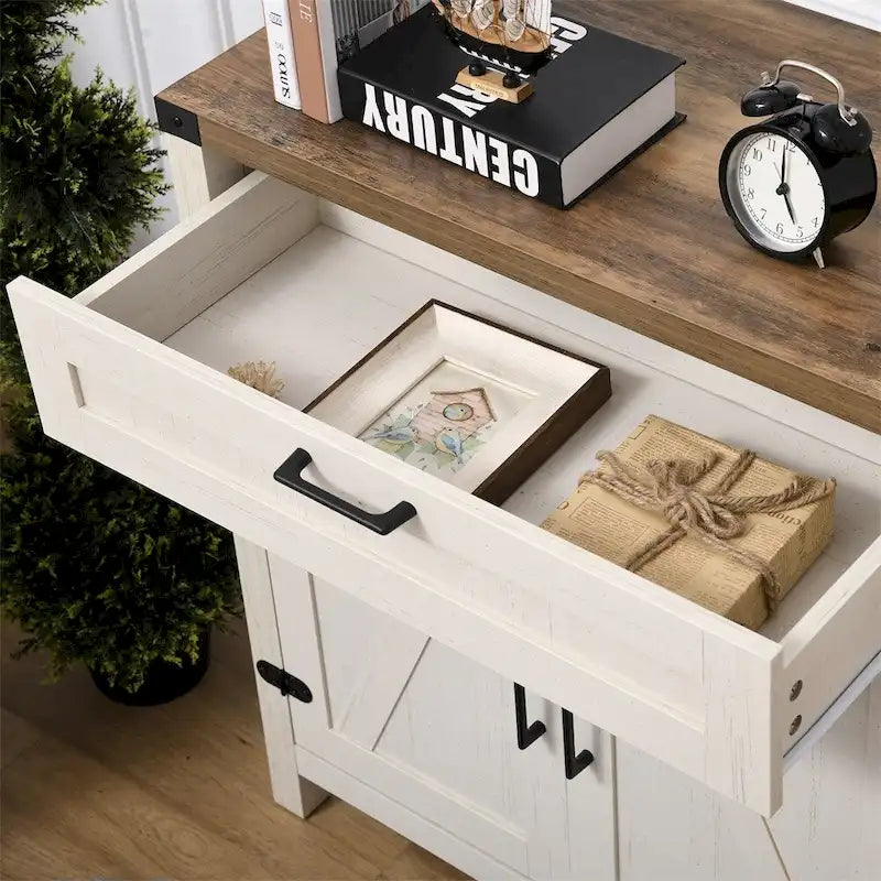 Aparador de cocina con 2 puertas de granero y cajón